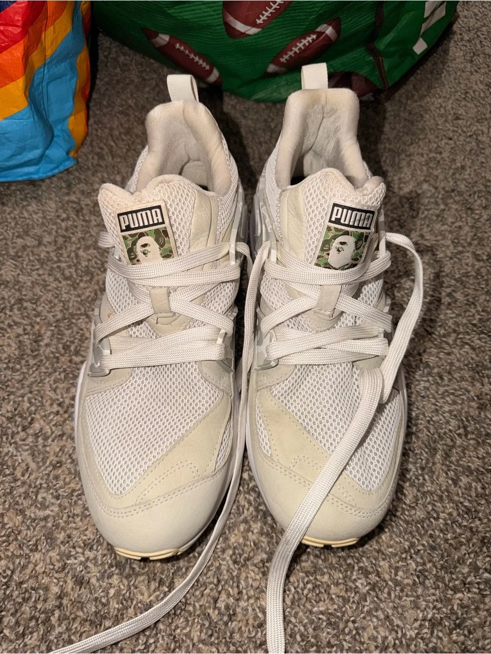 Puma Men’s Cream/White Mesh Athletic Sneakers